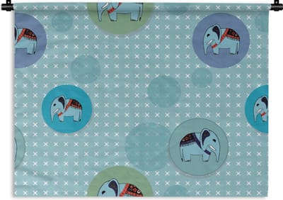 Wandkleed - Wanddoek - Olifant - Stippen - Design - 60x45 cm - Wandtapijt