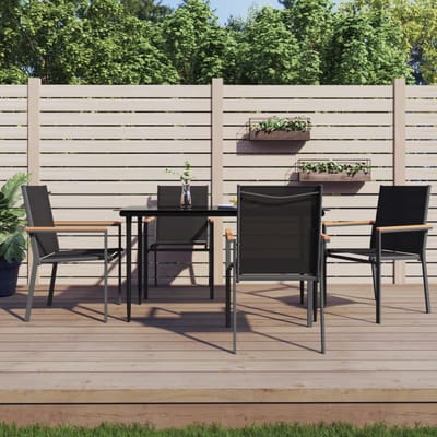 vidaXL - 5-delige - Tuinset - textileen - en - staal - zwart