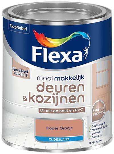 Flexa - Mooi Makkelijk Deuren & Kozijnen Zijdeglans - Koper Oranje - Mengverf - 750 Ml