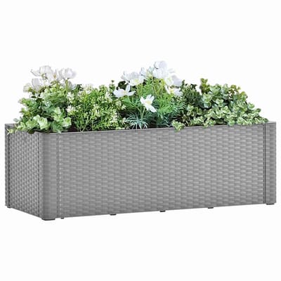 vidaXL - Plantenbak - verhoogd - met - bewateringssysteem - 100x43x33 - cm - grijs