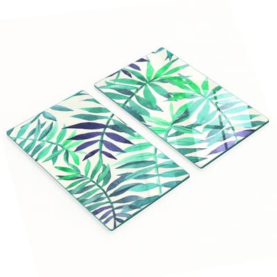 Glazen snijplanken met tropische bladerenmotief, 2x30x52 cm