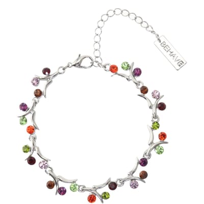 Behave – Armband – Zilverkleur – Multi – Kristallen – Takvorm – Dames