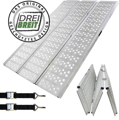 DREIBREIT by TRUTZHOLM Aluminium oprijplaat 215 cm 2-voudig opklapbaar 1020 kg geperforeerde laadbrug Oprijplaat