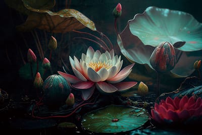 Glasschilderij met 3D reliëf 120x80cm Waterplanten
