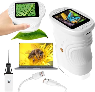 Digitale Microscoop - Zakmicroscoop Kinderen - Microscopische Ontdekkingen - 1000x Vergroting HD - 2 Inch Scherm - Zwart