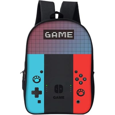 16,5-inch Gaming Console Rugzak met Koptelefoonaansluiting voor Jongens/Meisjes Beste Cadeaus 2D Platte Cartoon Schooltas voor Kinderen Boekentas