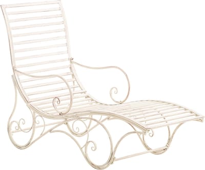 CLP Amiens Tuinstoel - ligstoel - tuin - buiten - hoge rug - metalen frame - antiek/creme