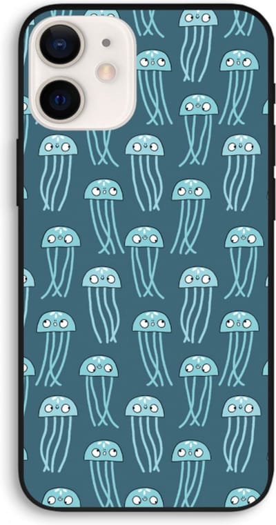 Case Company® - Hoesje geschikt voor iPhone 12 hoesje - Kwallie - Biologisch Afbreekbaar Telefoonhoesje - Bescherming alle Kanten en Schermrand