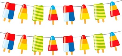 IJsjes zomer thema feest slingers - 2x stuks - 10 meter - IJslollies - feestartikelen hawaii party/tuinfeest
