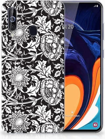 Samsung Galaxy A60 TPU Case Black Flowers