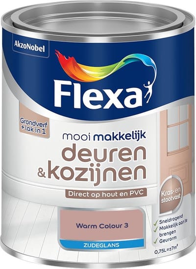 Flexa - Mooi Makkelijk Deuren & Kozijnen Zijdeglans - Warm Colour 3 - Mengverf - 750 Ml
