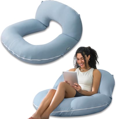 Leeskussen voor in bed - U-vormig rugkussen met steun voor lezen, tv en ontspanning - Verkoelend katoen