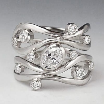 Huitan Nieuw Ontwerp Holle Band OL Stijl Kantoor Dame Vingerring Persoonlijkheid Verweven Damesring Mode Sieraden Dropship 9 gray