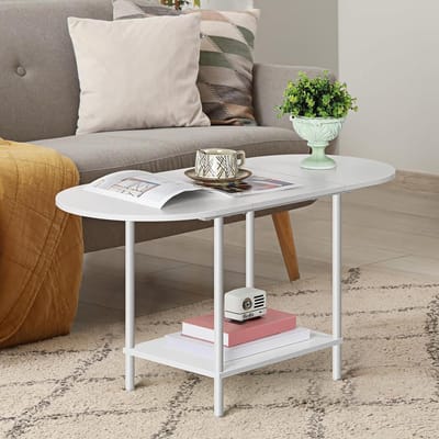 Kleine ovale salontafels moderne lage salontafel voor kleine ruimte midden eeuw midden eeuw bijzettafel met open rekken voor opslag, display en meubels woonkamer en thuiskantoor