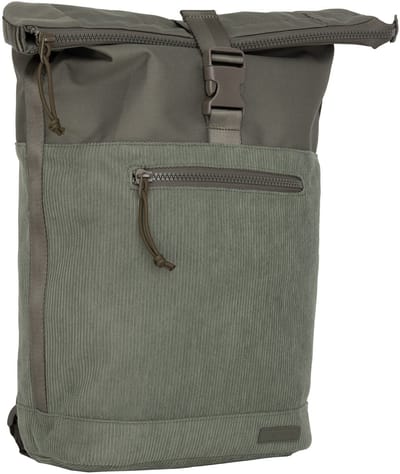 New Rebels New York Ribbi Rolltop Rugzak 17-21L Schooltas & Werktas Ribstof Laptop Rugtas 15.6 inch Sage Green