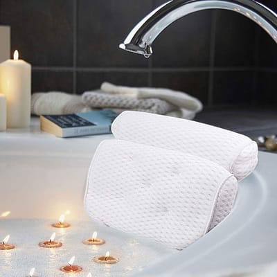 Badkussen - Spakussen voor in bad - Biedt ondersteuning aan hoofd, rug, schouders en nek - Geschikt voor alle badkuipen, jacuzzi's en thuisspa's - Wit