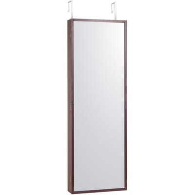 Armoire à Bijoux avec Miroir 42,52 po Verrouillable Murale ou sur Porte Marron