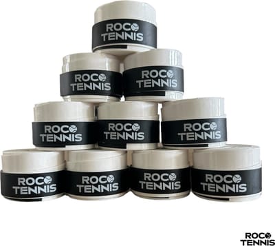 10 stuks | Roco Tennis Overgrips | Antislip | Dry | Zweetabsorberend | Tennis | Padel | Badminton | Squash | Overgrip | Tennisgrips | Soft | Zacht | Wit