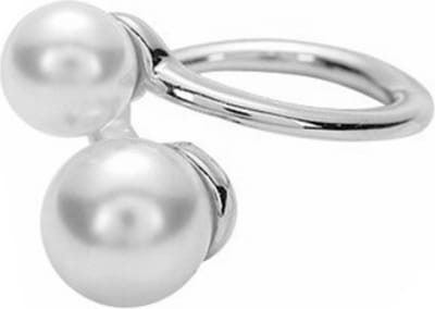 Fako Bijoux® - Sjaalklem - Sjaal Klem - Sjaal Ring - Parel Duo - 2 Parels - 24x36x20mm - Zilverkleurig
