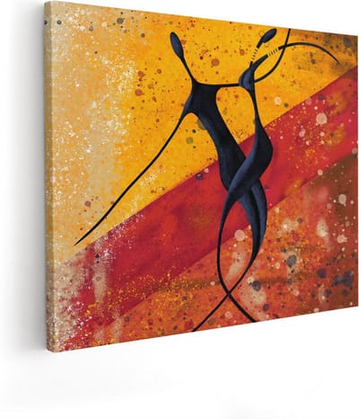 Artaza Canvas Schilderij Abstract - 50x40 cm - Wanddecoratie Afrika - Muurdecoratie Silhouet - Kamer Accessoires