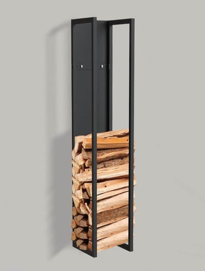 Brandhoutrek - Houtopslag - Haardhout Opslag - Met Achterwand - 120 cm Hoog - Zwart