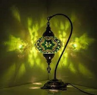 Turkse lamp - hanglamp met mozaïek bol groen 12 cm - 1 stuk - handgemaakt en sfeervol