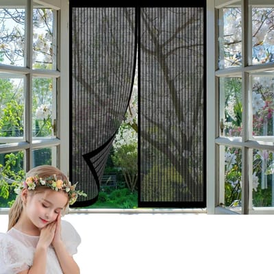 Raamhor - Insectenhor Vliegengordijn - Insecten Buiten Houden - Magnetische Sluiting - 47 x 120 cm - Zwart