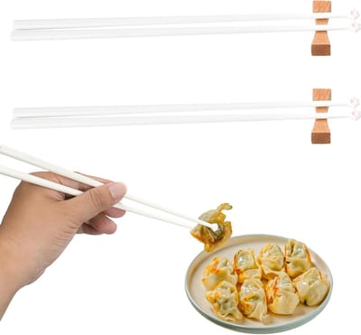 Schattige herbruikbare houten eetstokjes voor kinderen en volwassenen - Perfect voor sushi, salades en noedels, set van 2 paar
