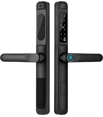 Slank Deurslot - Smart Lock - Elektrisch Deurslot - IP66 - WIFI - Biometrisch - APP - Mechanische sleutels - Kaart - Wachtwoord - Geen insteekslot - Zwart