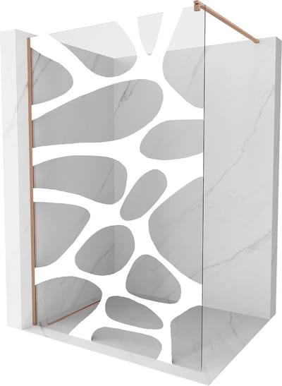 Mexen Kioto douchewand Walk-in 70 x 200 , witte golf 8 mm, geborsteld koper - 800-070-101-65-97