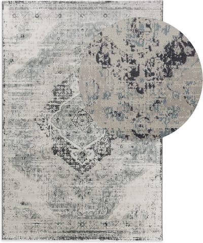 Lifa Living - Vloerkleed - Vintage - Beige/Zilver - Poolhoogte: 5 mm - Oosters - 80 x 150 cm
