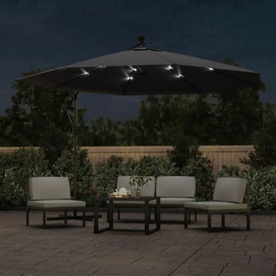 vidaXL - Zweefparasol - met - LED-verlichting - 350 - cm - zwart
