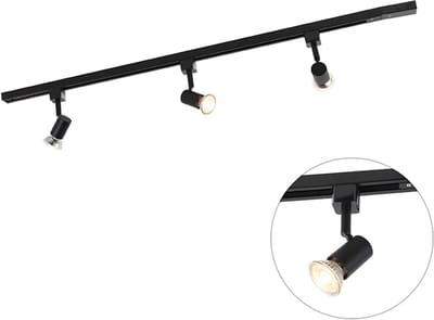 QAZQA jeany sl - Moderne Spot railsysteem verlichting, railverlichting geschikt voor led - 3 lichts - L 1000 mm - Zwart - Woonkamer