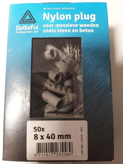 Deltafix nylon plug grijs 8 x 40 mm 50 st.