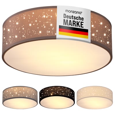 Monzana Plafondlamp - Sterrenhemel Rond 38cm 40 Watt Stof - Taupe