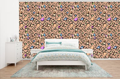 Behang - Fotobehang Panterprint - Regenboog - Patroon - Breedte 500 cm x hoogte 280 cm