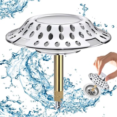 Verstelbare 2-in-1 Badplug met Haarfilter, Anti-verstopte Afvoerplug voor Bad en Wastafel, Geschikt voor 38-44mm Gaten, Universele Messing Haarvanger met Filtratiesysteem