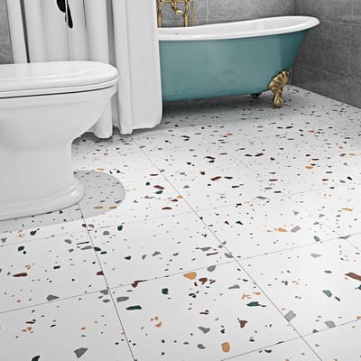 Zelfklevende Vloertegels 30x30cm Terrazzo Wit - Waterdicht en Antislip