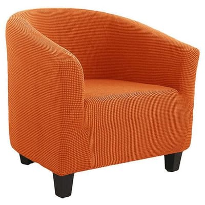 Jacquard Clubfauteuilhoes Stretch Kuipfauteuilhoes Effen Kleur Bankhoezen Vuilafstotende Decor Bankbeschermer Voor Woonkamer 1 Piece oranje