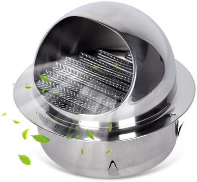 Dailygoods- Ventilatierooster Rond 130mm - Roestvrij Staal - Insectennet - Regenbestendig - Afzuigventiel - Eenvoudig te Installeren - Afvoerrooster