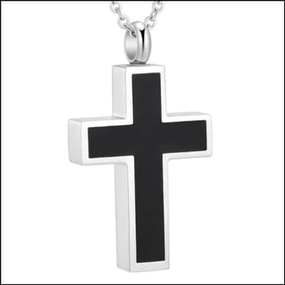 Aramat Jewels | Gedenkhangers | Stalen Kruis Ashanger - Symbolische Herinnering | Kruis-zwart-3.8-2.2cm | |20mm | Staal | Volwassenen | Verkleurd niet
