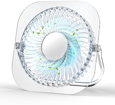 Glazen Mini Bureaubladventilator met 3 Snelheden - Lichtgewicht USB Ventilator voor Kantoor, Studie, Feest of Kamperen