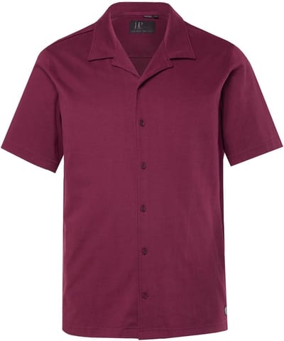 JP 1880 - Heren - Jersey overhemd korte mouwen Cubaanse kraag Cuba Fit - Pruim - Maat 3XL