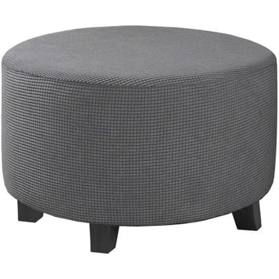 1 stuks Allesomvattende Ronde Ottomane Hoes Spandex Elastisch Voetenbankje 360 Graden Beschermer Ottomane Hoes voor Woonkamer Eenvoudige Installatie M Ottoman Cover