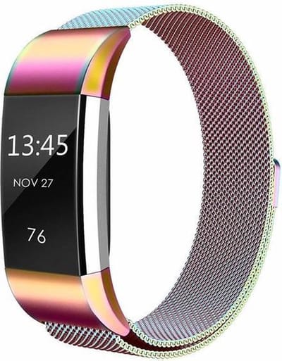 By Qubix - Compatible Fitbit bandje - Geschikt voor fitbit Charge 2 milanese bandje - Maat: Large - Multicolor - Horlogeband - smartwatchbandje