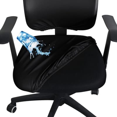 Stoelhoes, PU-leer, waterdicht, stretch, stoelhoes, bureaustoelhoes, stoelhoezen, voor computer, armleuningen, stoelen (zwart, verpakking van 1 stuks)