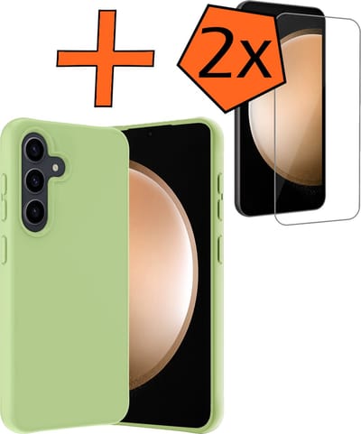 Hoes - Met 2x Screenprotector - Geschikt voor Samsung Galaxy S23 FE - Sterk & Shockproof - Back Cover - Siliconen Case - Telefoon Hoes - Groen