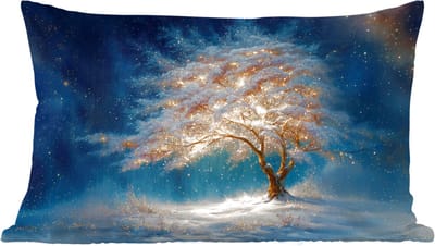 Sierkussens - Kussentjes Woonkamer - 60x40 cm - Levensboom - Nacht - Donker - Blauw