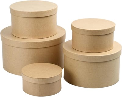 Ronde Cadeaubox Set van 5 met Deksel, Kartonnen Dozen van Kraftpapier voor Verjaardag en Bruiloft