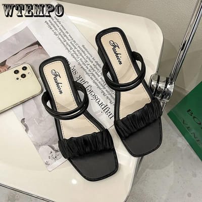 Dames Zomersandalen Hoge Hakken Effen Kleur Alles-match Antislip Slijtvaste Schoenen 36-37
